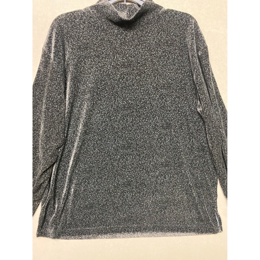 Crazy Horse Women XL Mock Neck Top Charcoal Grey Metallic Shimmer Long Sleeve
